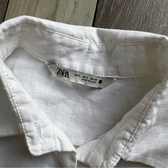 Zara Cropped Linen Women’s Shirt | Size: Small - Picture 2 of 7